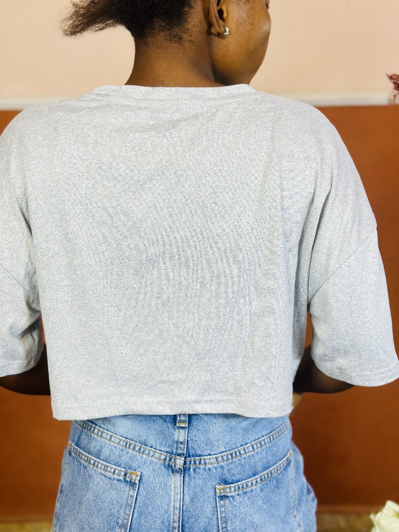 Women Short Sleeve White Crop Top
