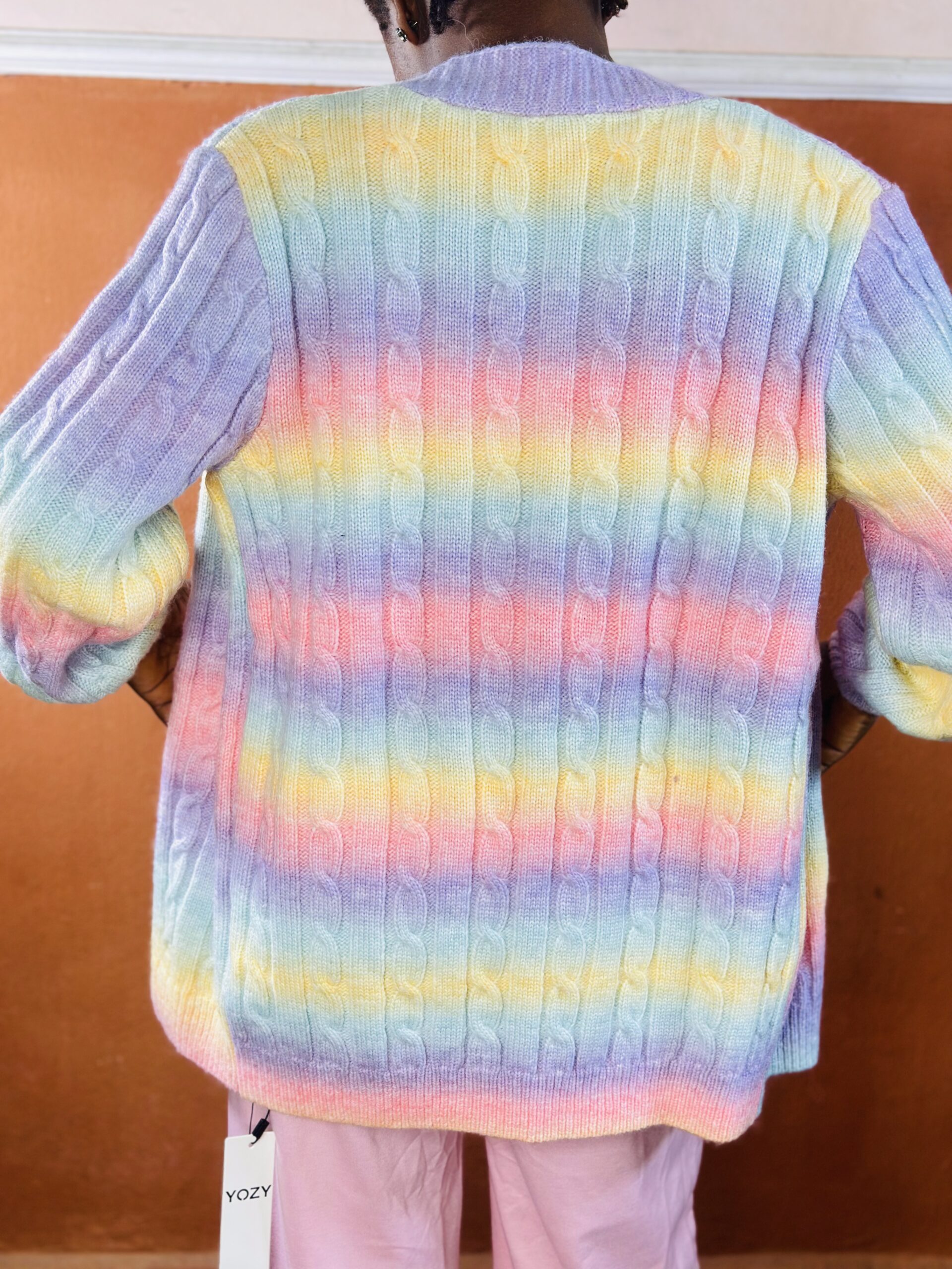 Women Yozy Raimbow Cardigan OpenFront Knit Sweater