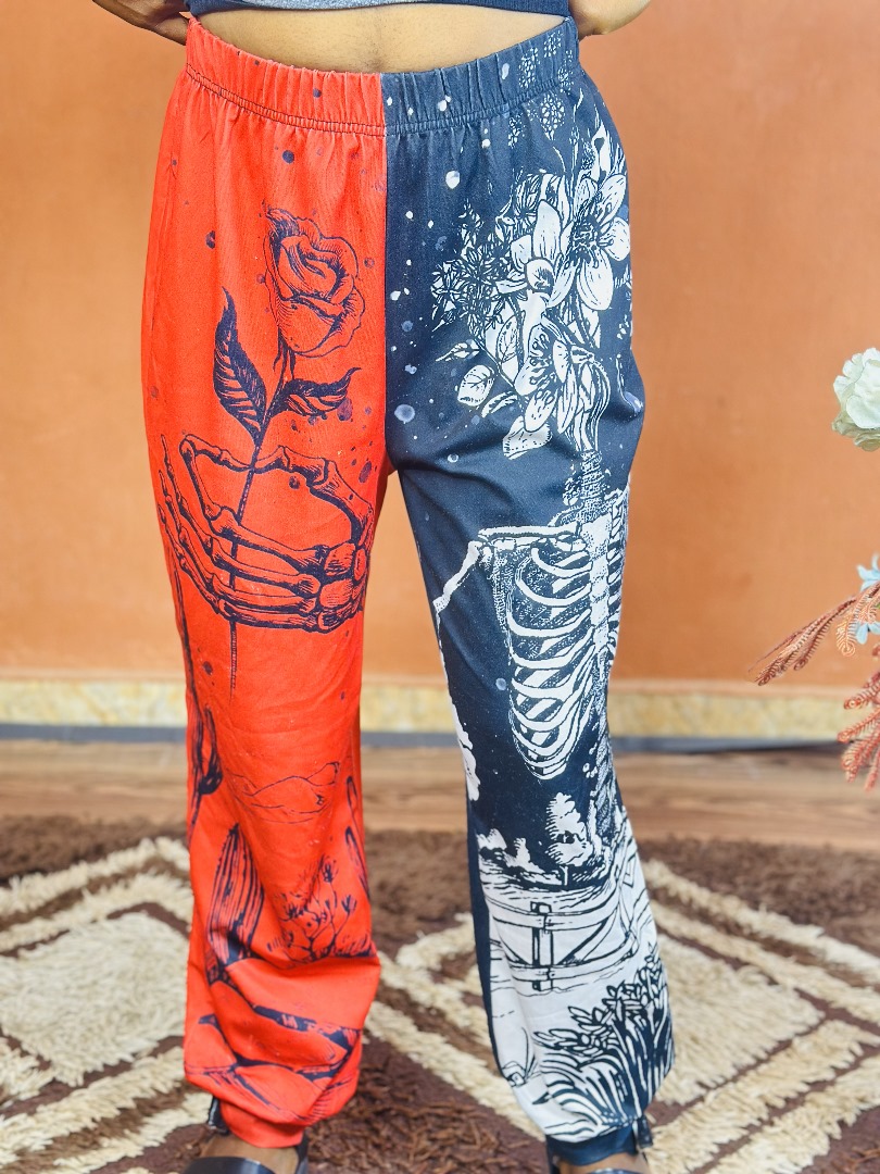 Women two tone baggy sweat pants