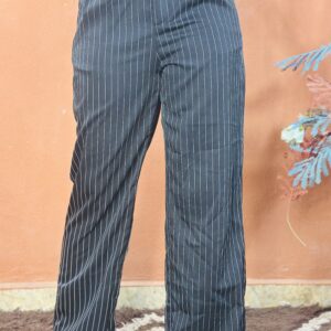 Yozy Pinstripe Wide Leg Pant Black
