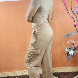 Women Brown Hoodie Long Wide Pant and Body Tight Shirt
