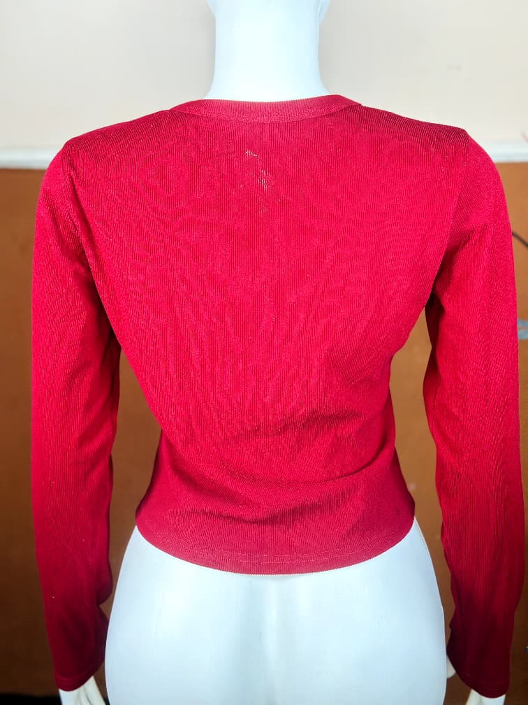 2sets longsleeve crewneck button down ribbed top