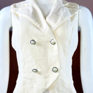 Cream double breasted sleeveless blazer vest Size