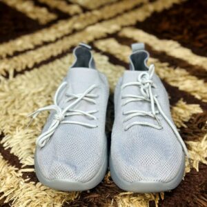 Grey Knit Mesh Walking Sneakers