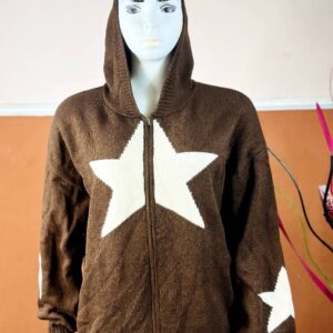 women brown zip-up hoodie