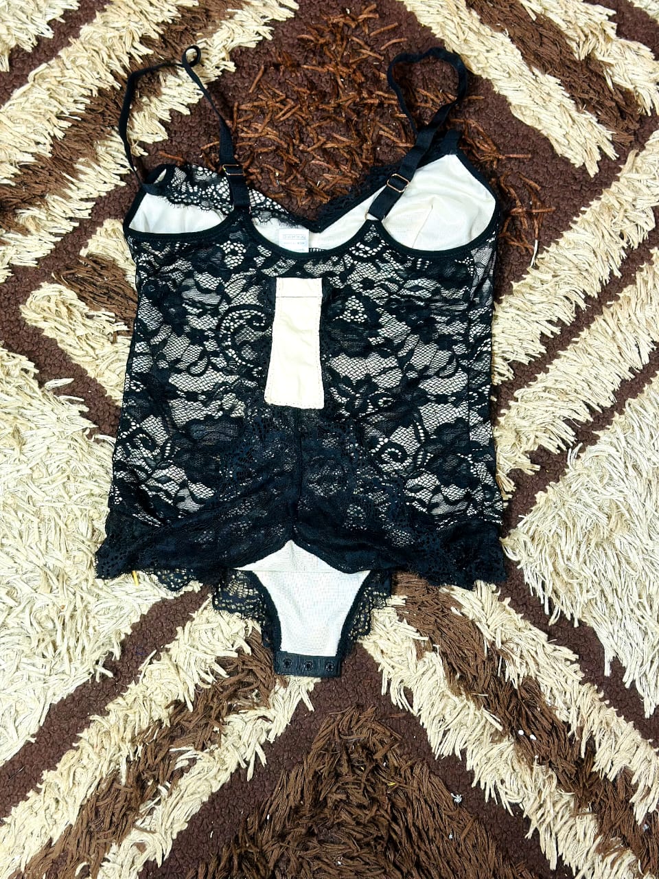 Black lace shapewear bodysuit