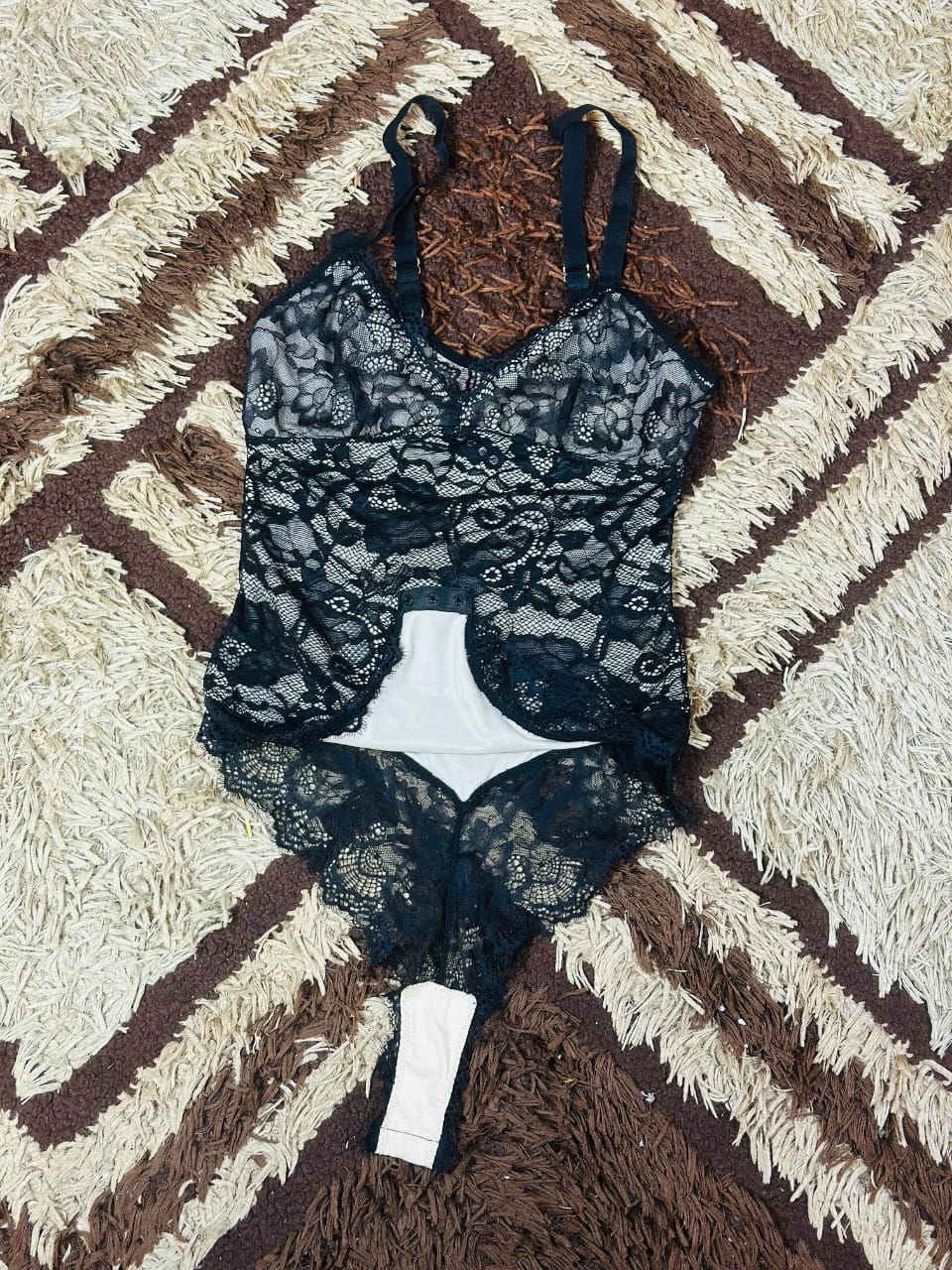 Black lace shapewear bodysuit