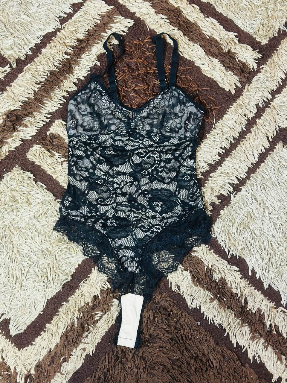 Black lace shapewear bodysuit