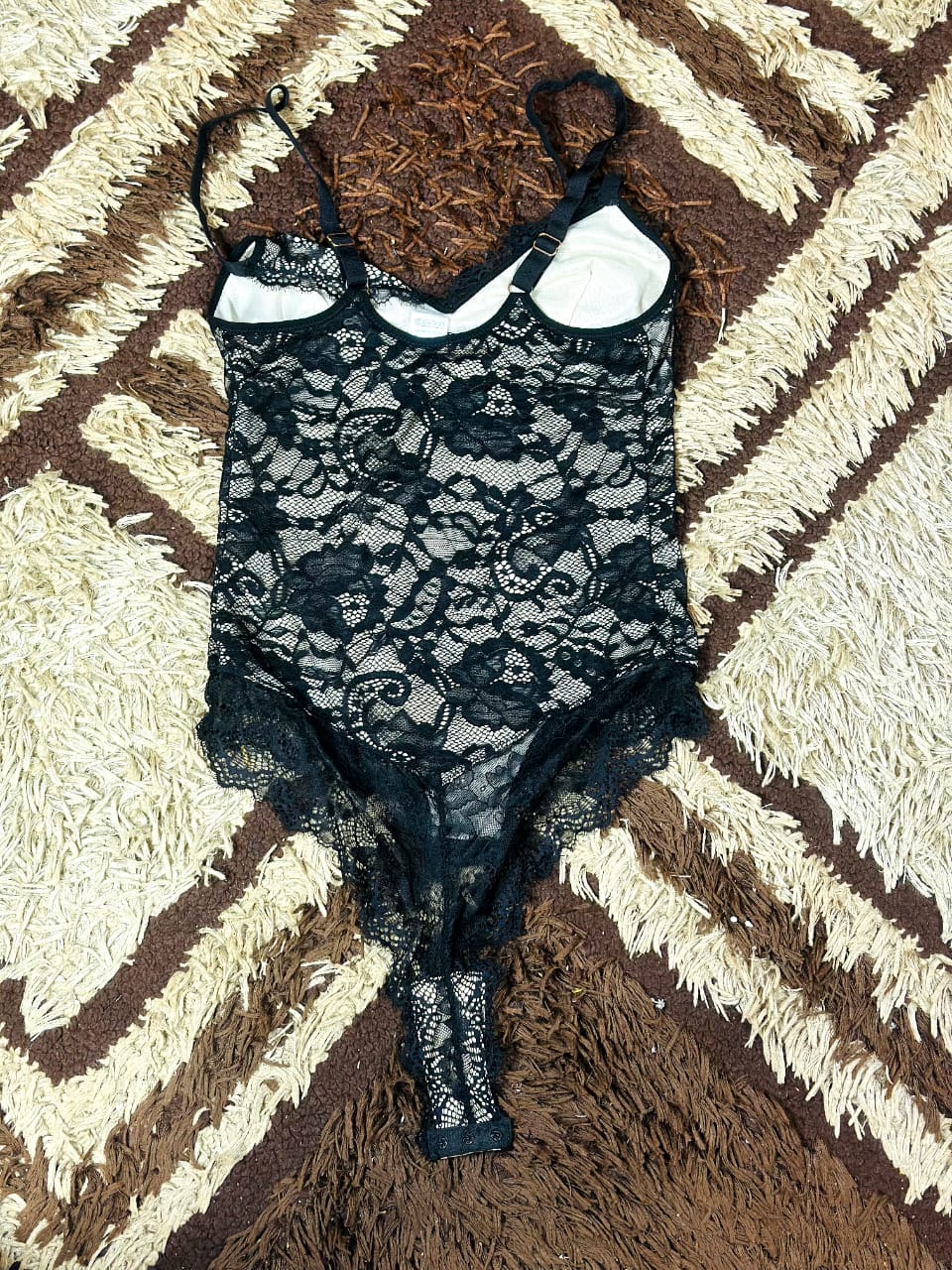 Black lace shapewear bodysuit