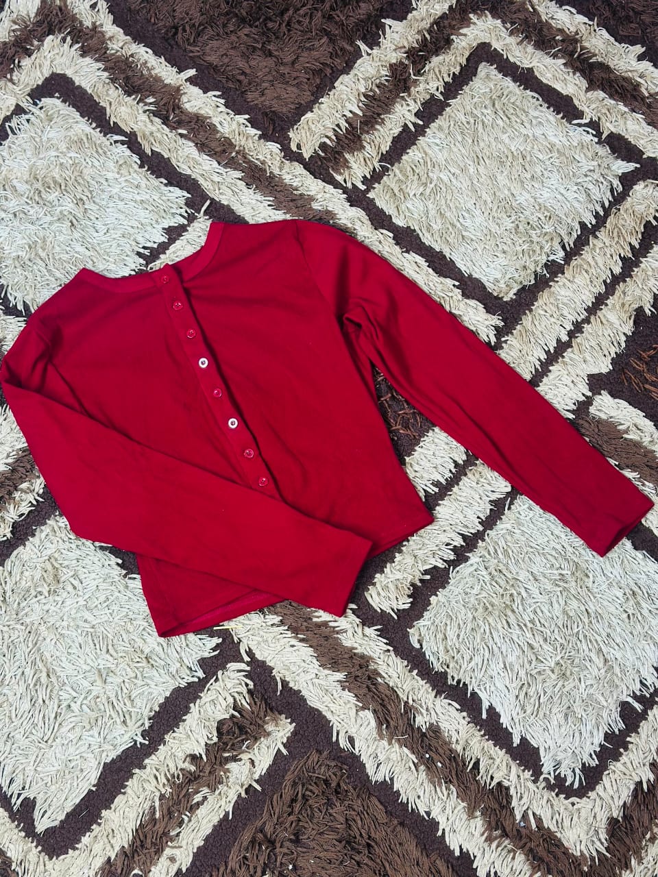 2sets longsleeve crewneck button down ribbed top