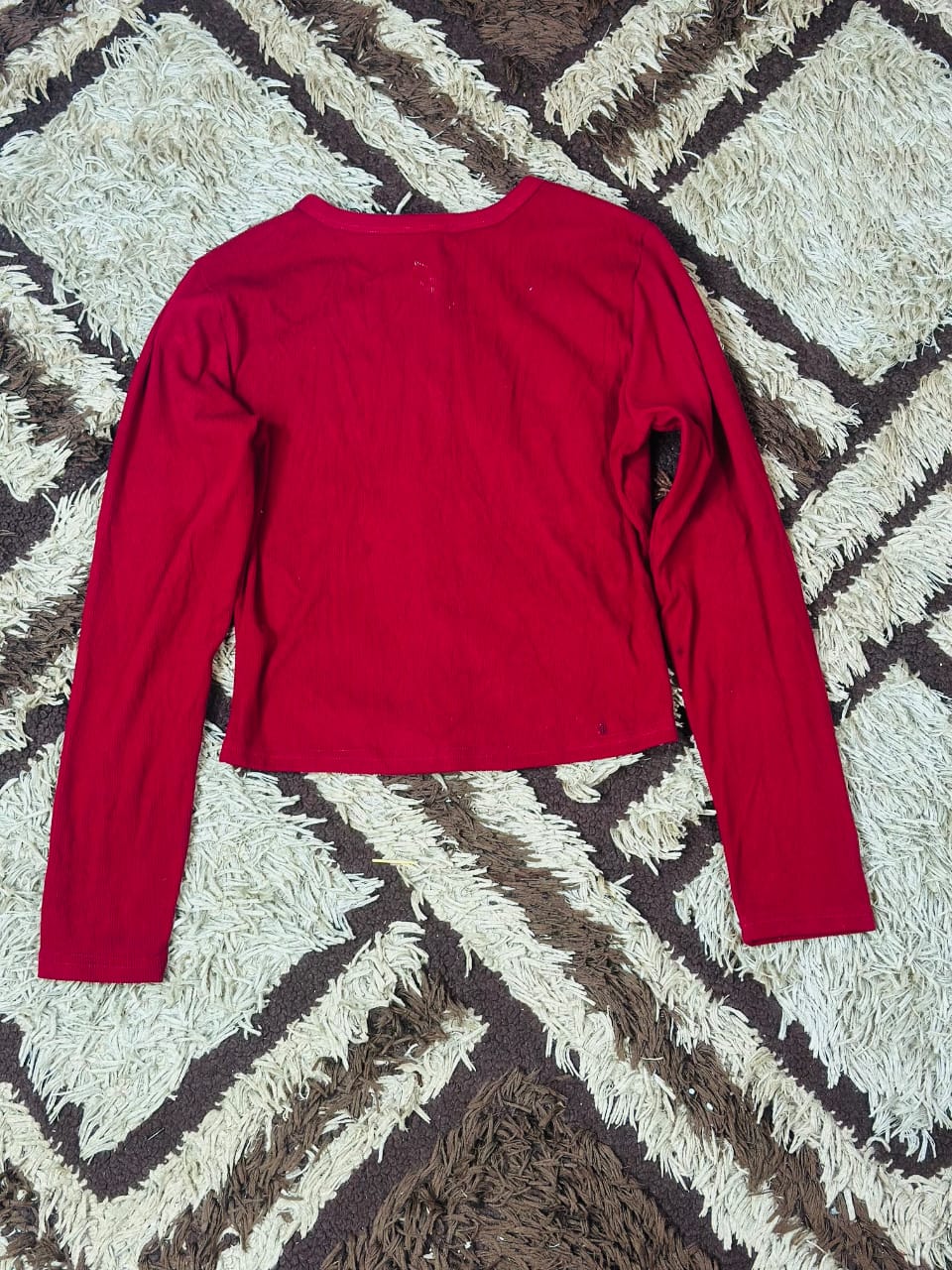 2sets longsleeve crewneck button down ribbed top