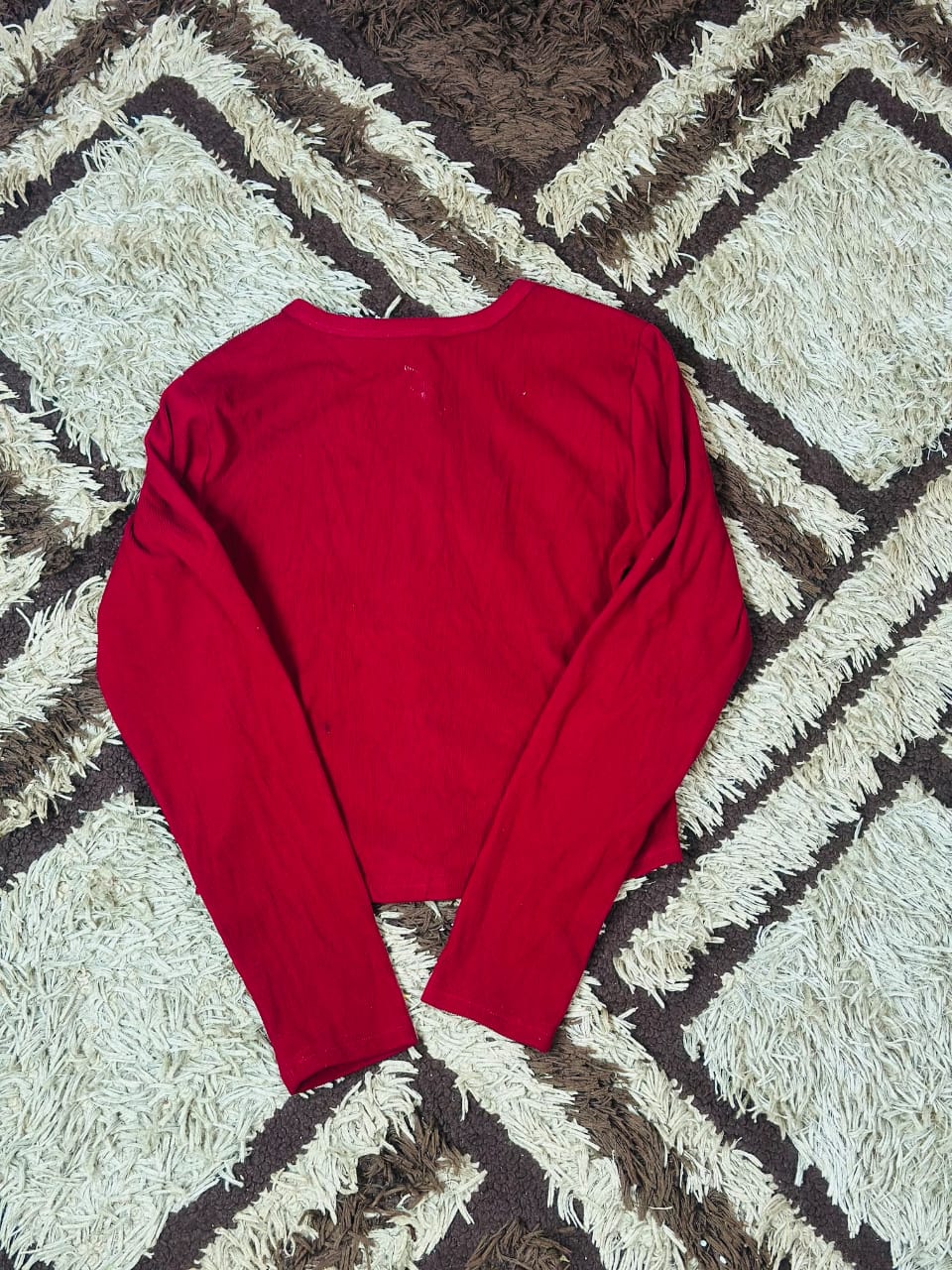 2sets longsleeve crewneck button down ribbed top