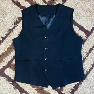 Black slim fit four button men suit vest