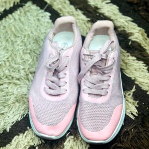 Womens Pink Knit Mesh Lace Up Trainers