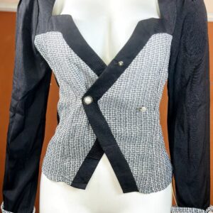 Womens black and white patterned blazer jacket