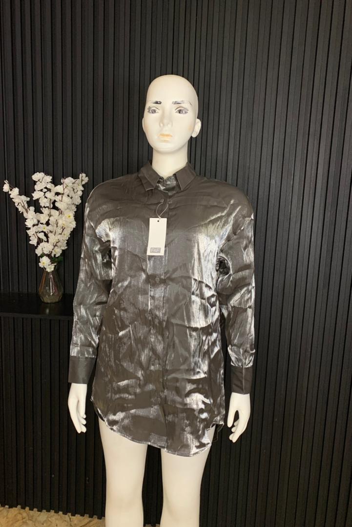 Stylish Women’s Satin Long Sleeve Shirt Dress 2 Stylish Women’s Satin Long Sleeve Shirt Dress - Image 2