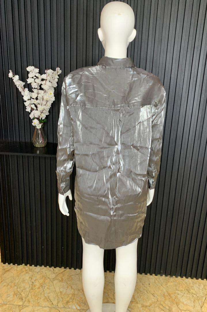 Stylish Women’s Satin Long Sleeve Shirt Dress 5 Stylish Women’s Satin Long Sleeve Shirt Dress - Image 5