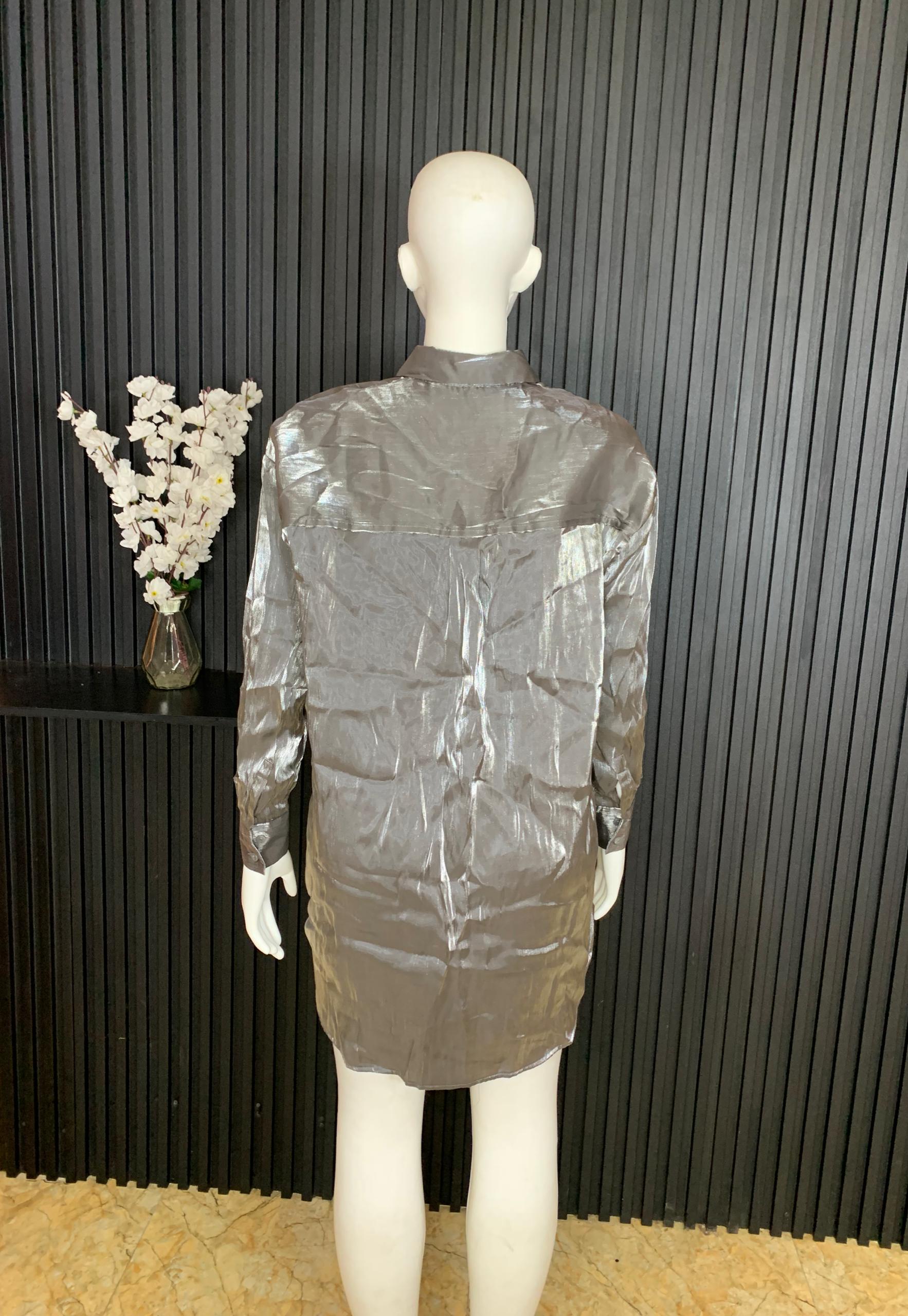 Stylish Women’s Satin Long Sleeve Shirt Dress 3 Stylish Women’s Satin Long Sleeve Shirt Dress - Image 3