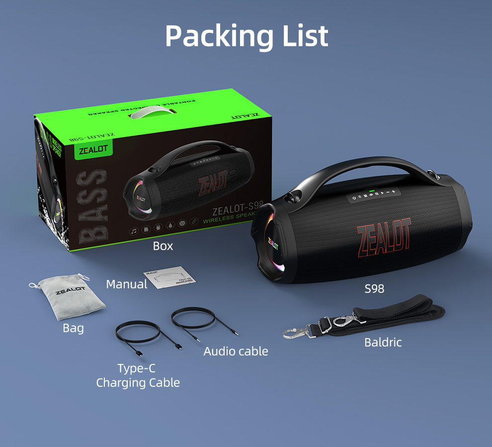 Zealot S98 Speaker – Powerful Bluetooth Speaker with Deep Bass & Long Battery 3 Zealot S98 Speaker – Powerful Bluetooth Speaker with Deep Bass & Long Battery - Image 3