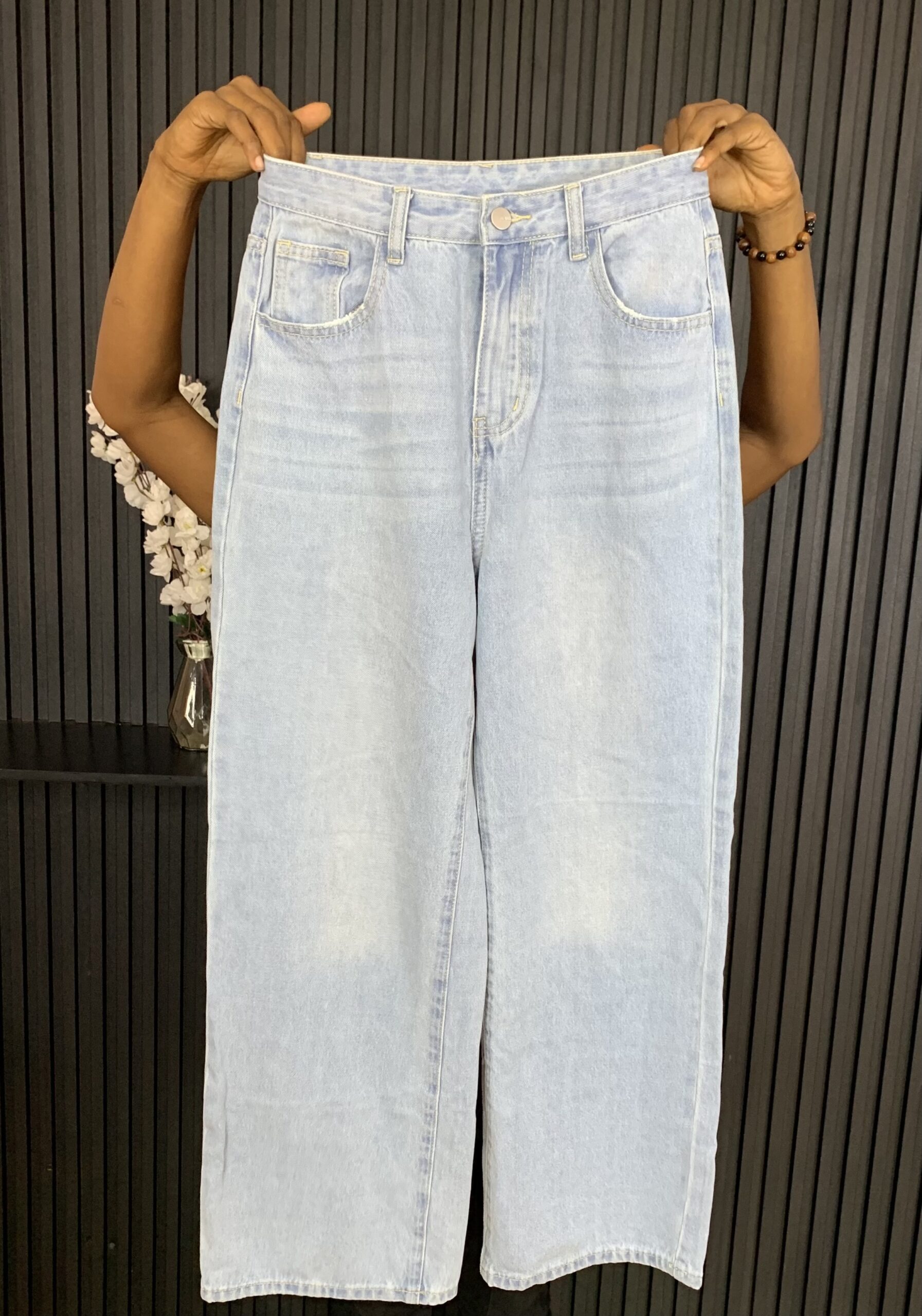 Elegant High-Waist Wide Leg Light Wash Denim Jeans 1 Elegant High-Waist Wide Leg Light Wash Denim Jeans