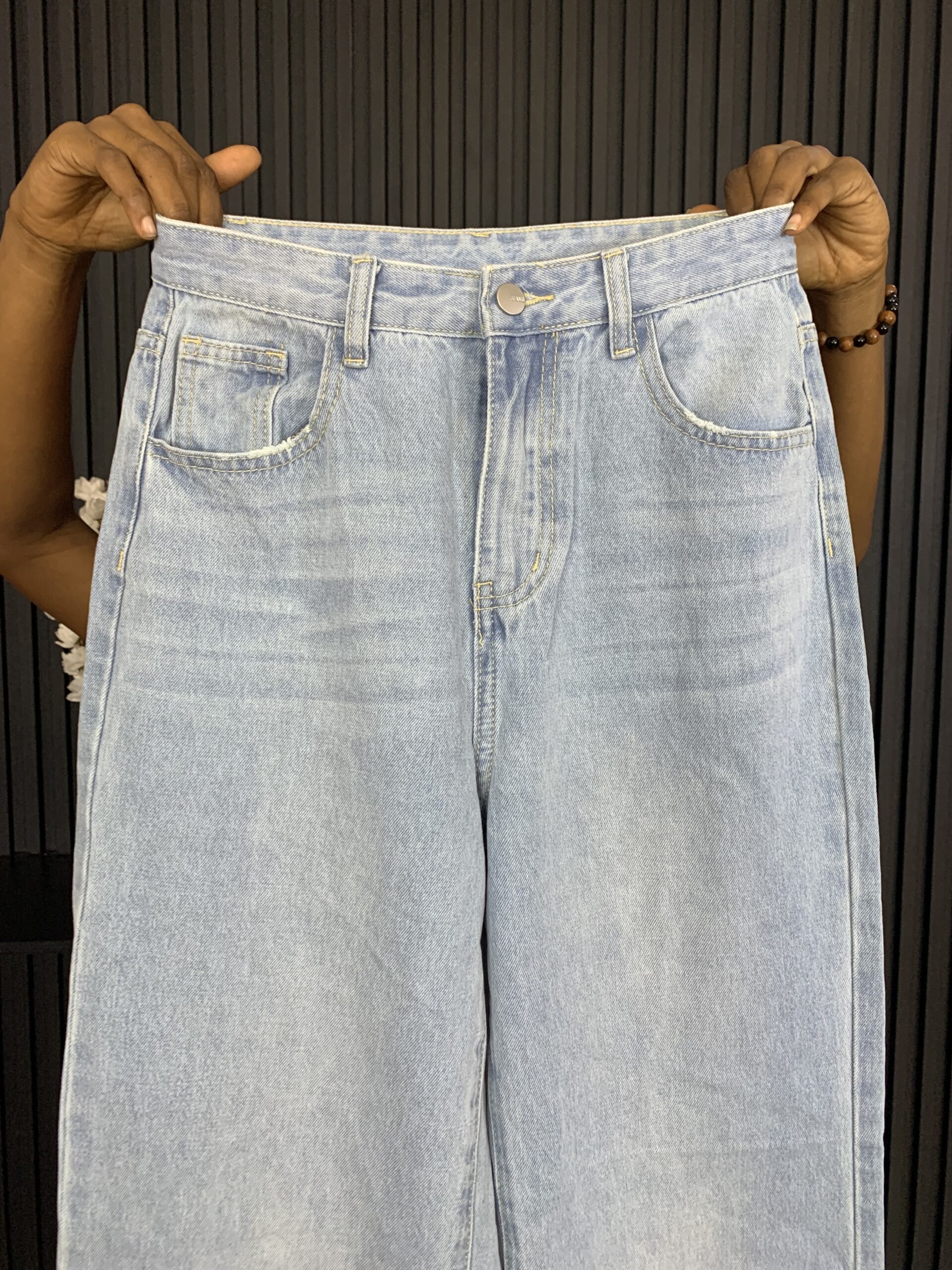 Elegant High-Waist Wide Leg Light Wash Denim Jeans 5 Elegant High-Waist Wide Leg Light Wash Denim Jeans - Image 5