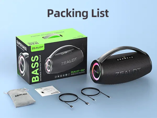 Zealot S-97 Speaker – 80W Bluetooth Speaker with Deep Bass & Long Battery 4 Zealot S-97 Speaker – 80W Bluetooth Speaker with Deep Bass & Long Battery - Image 4