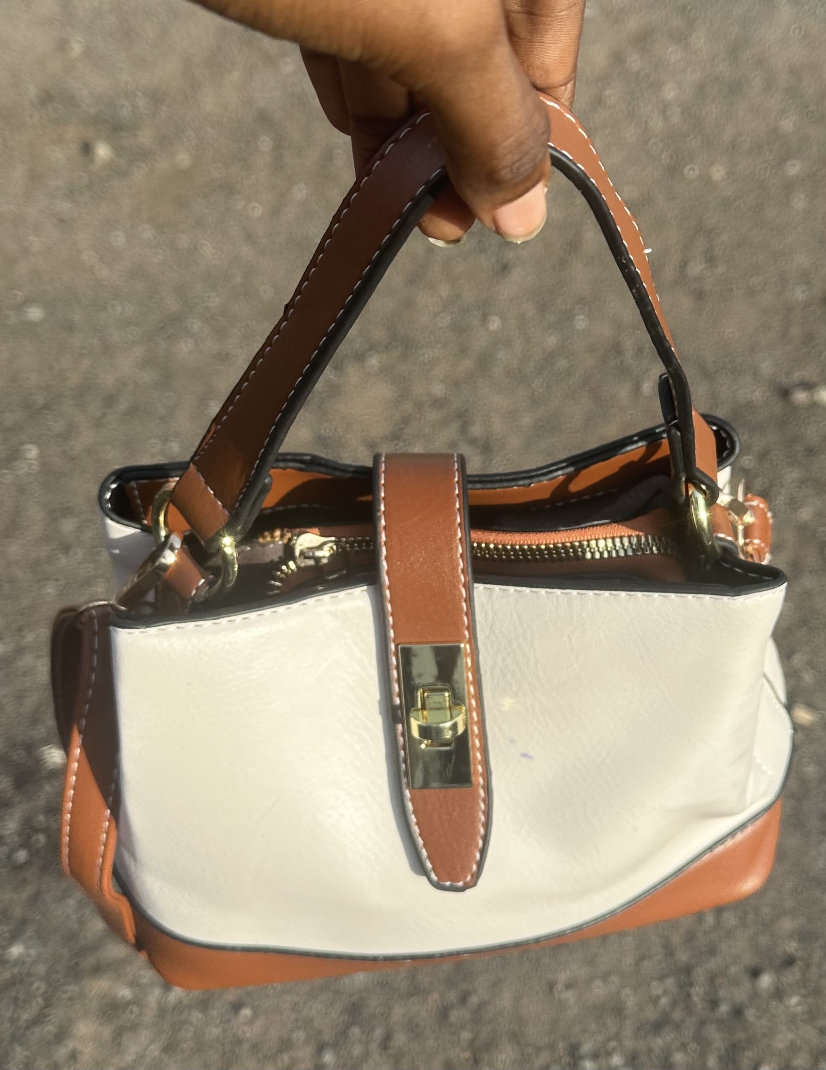 Stylish Women’s Brown and Cream Handbag Elegant Leather Shoulder Bag 1 Stylish Women’s Brown and Cream Handbag Elegant Leather Shoulder Bag