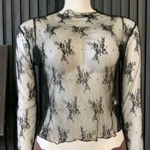Elegant Sheer Floral Lace Long Sleeve Top