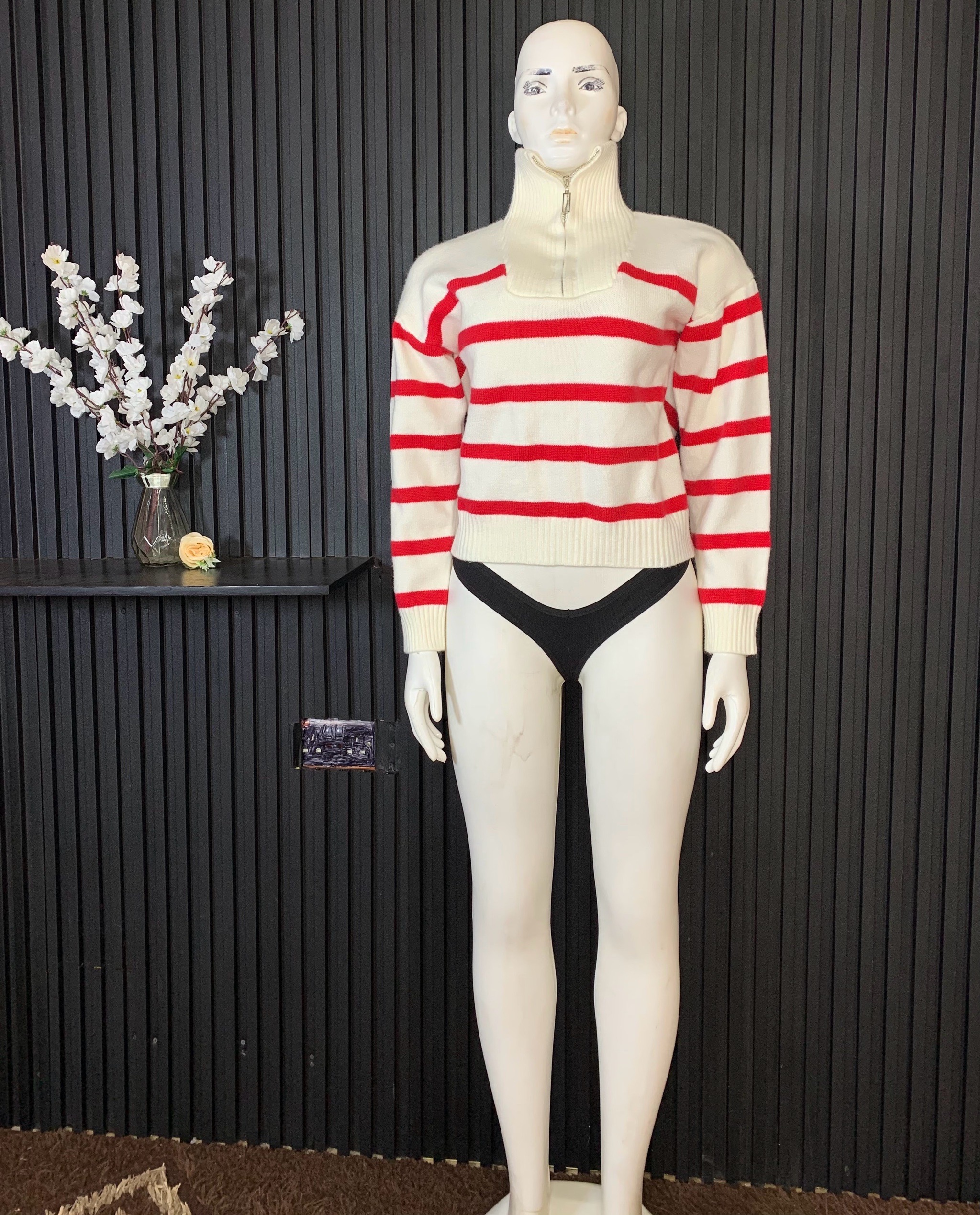 Striped Zip Sweater 1 Striped Zip Sweater