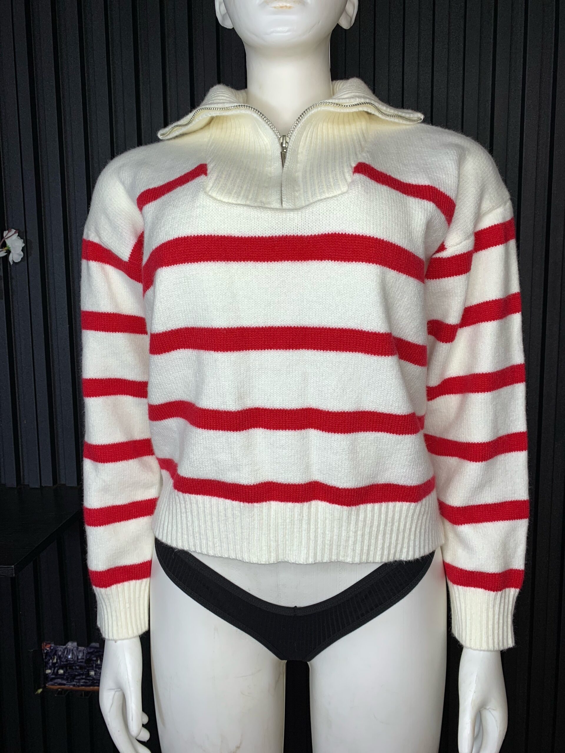Striped Zip Sweater 2 Striped Zip Sweater - Image 2