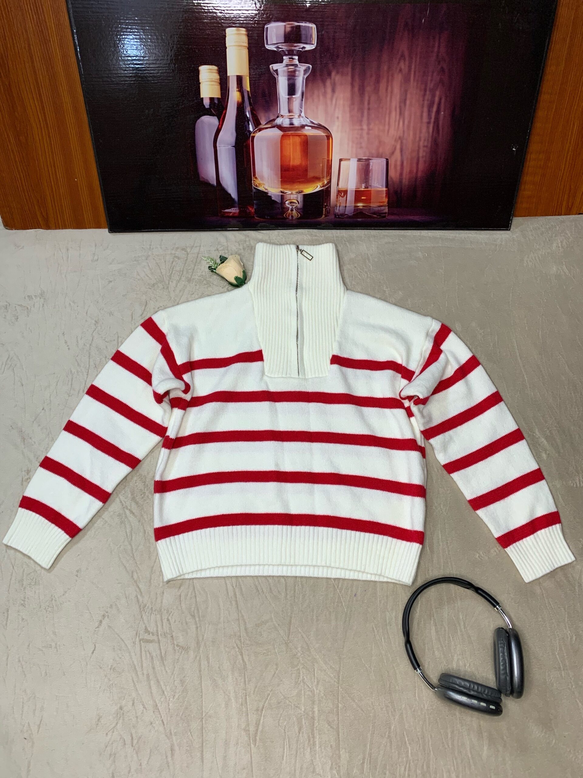 Striped Zip Sweater 4 Striped Zip Sweater - Image 4
