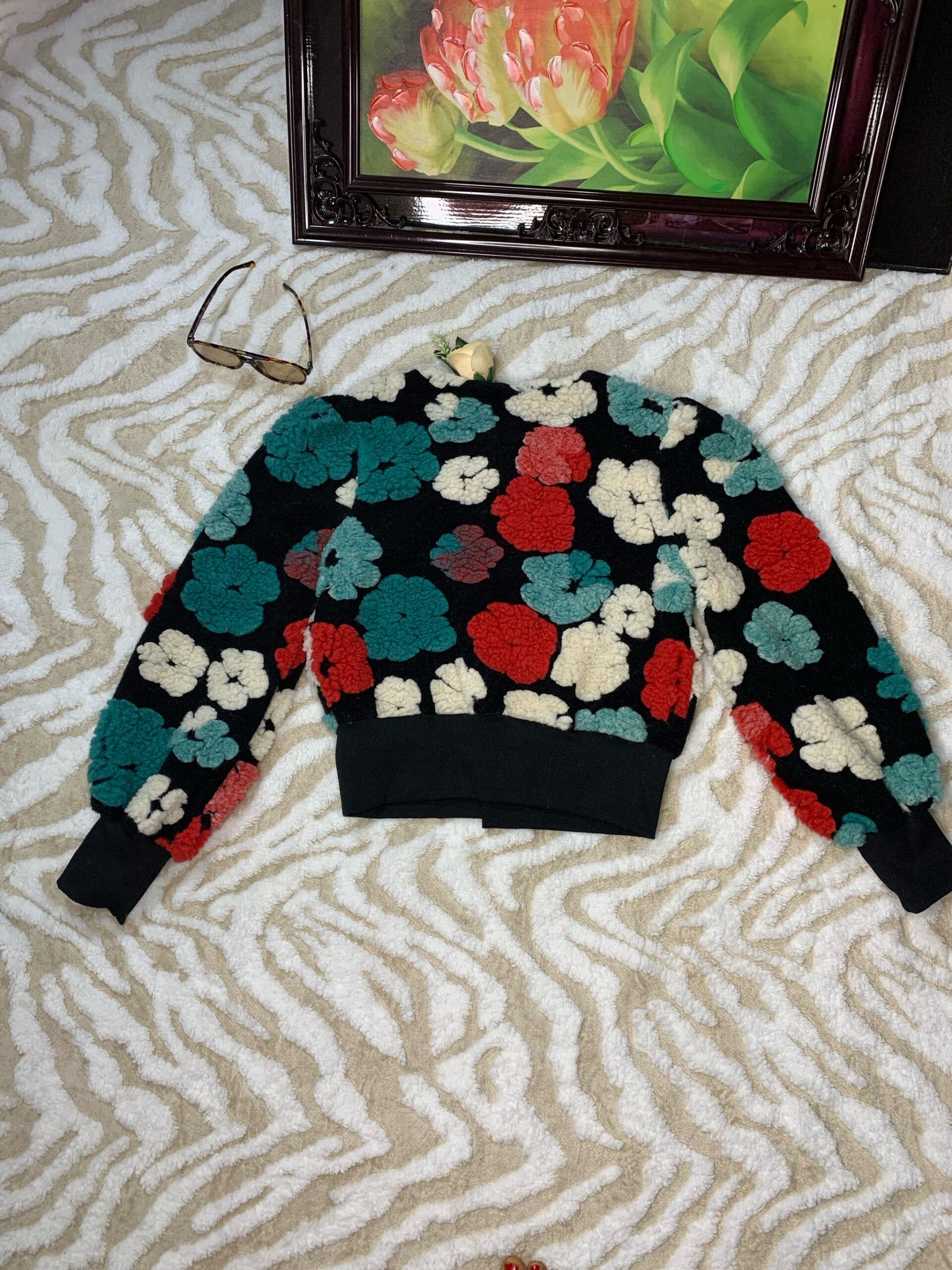 BloomCharm Women’s Floral Knit Cardigan – Soft Wool Blend Fashion Sweater Nigeria 5 BloomCharm Women’s Floral Knit Cardigan – Soft Wool Blend Fashion Sweater Nigeria - Image 5