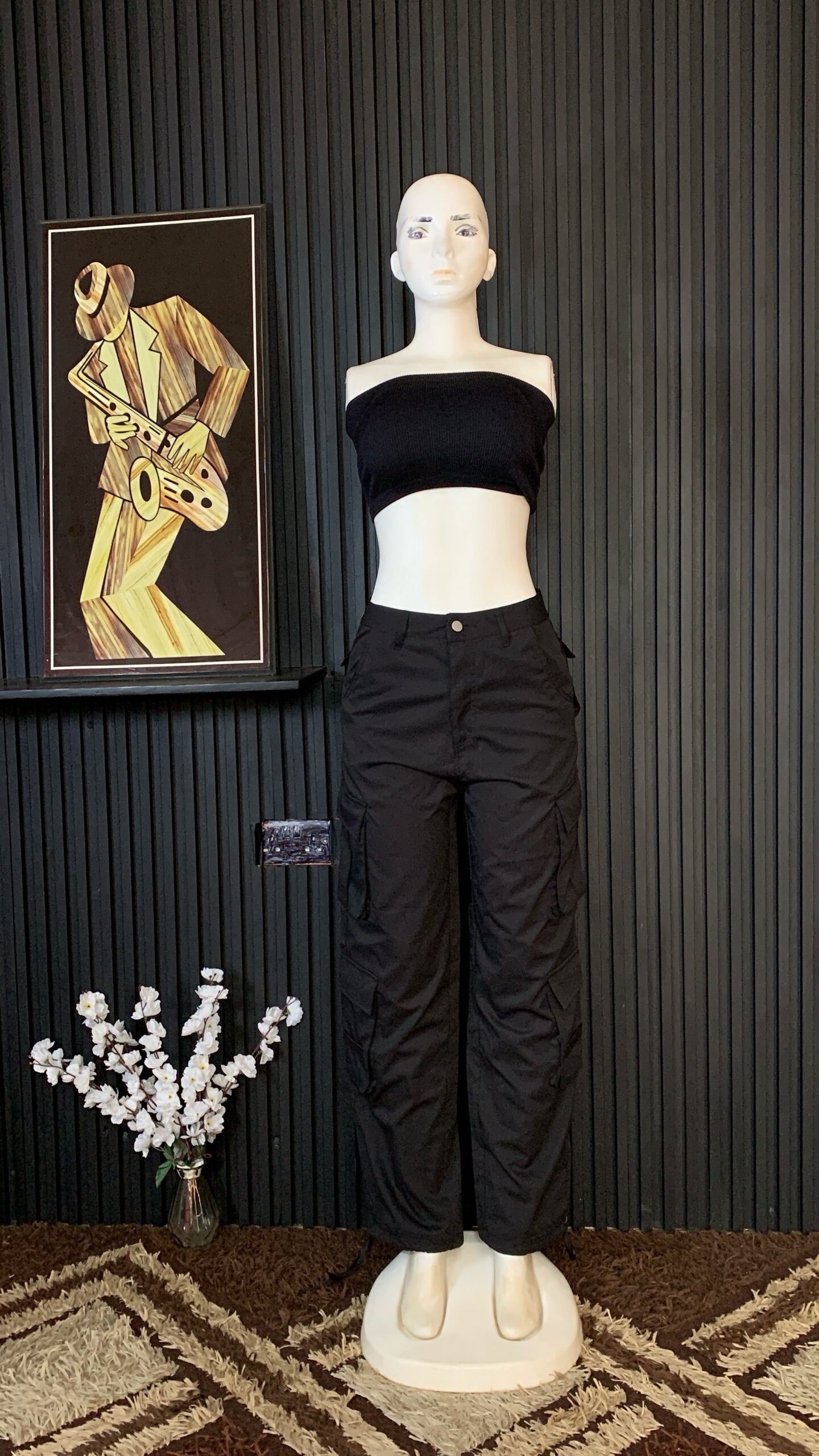 UrbanEase Women’s Black Cargo Wide Leg Pants – Relaxed Streetwear Trousers Nigeria 1 UrbanEase Women’s Black Cargo Wide Leg Pants – Relaxed Streetwear Trousers Nigeria
