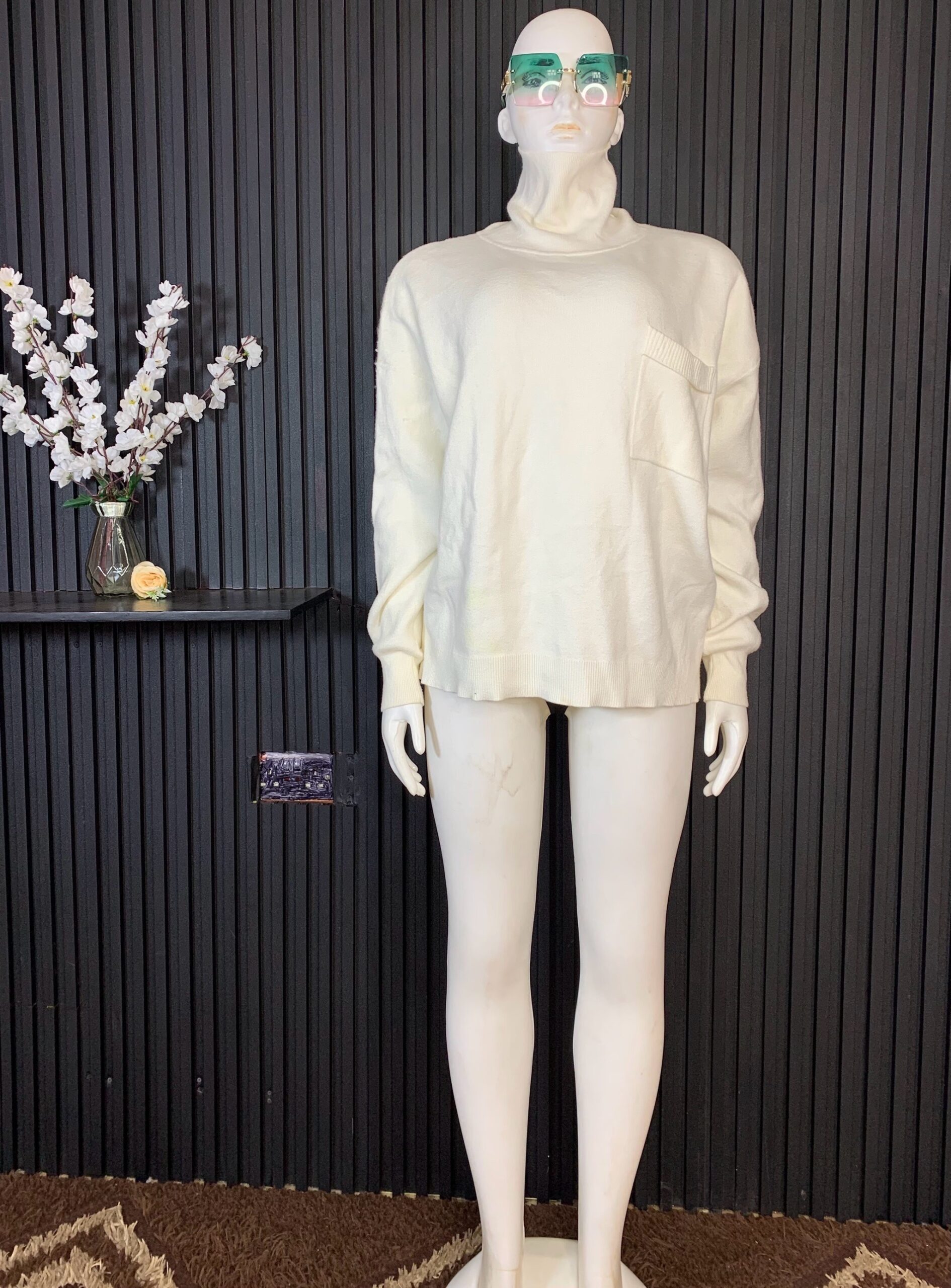 Women’s White Turtleneck Sweater – Loose Fit Knit Pullover Nigeria 1 Women’s White Turtleneck Sweater – Loose Fit Knit Pullover Nigeria