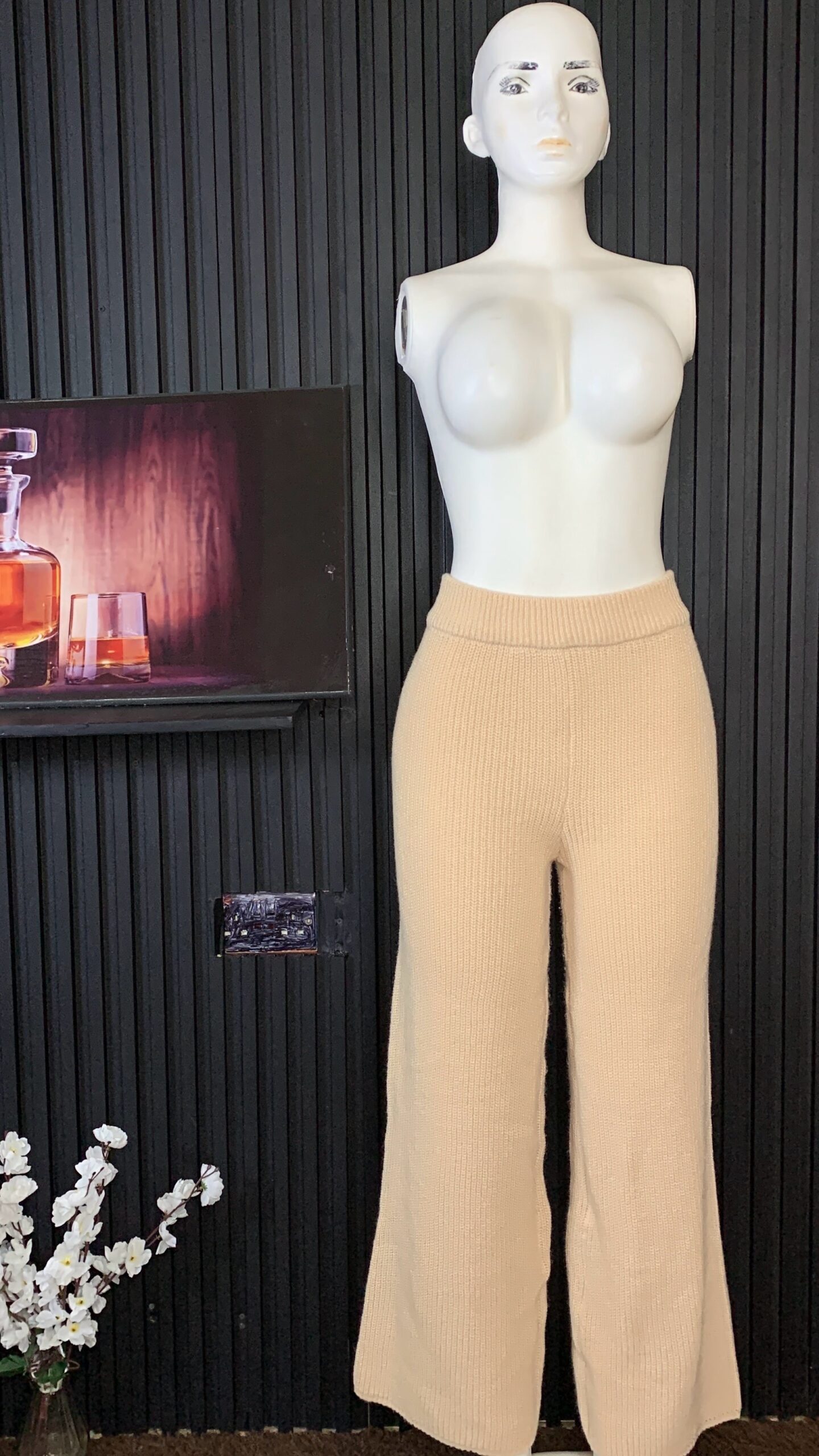 Beige Knit Wide Leg Pants 1 Beige Knit Wide Leg Pants
