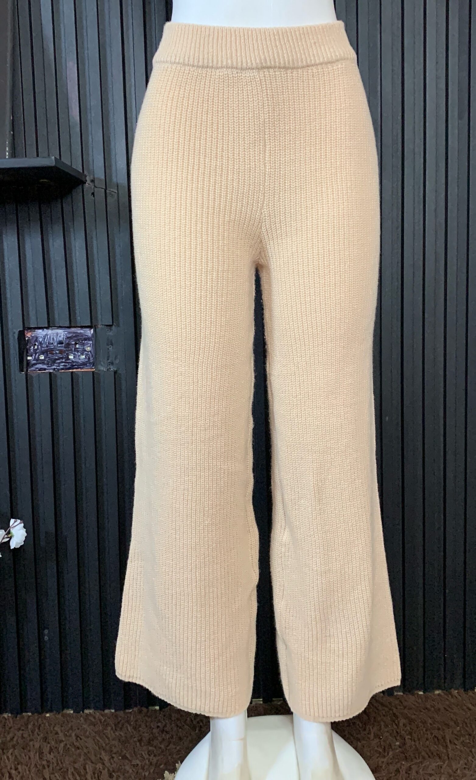 Beige Knit Wide Leg Pants 2 Beige Knit Wide Leg Pants