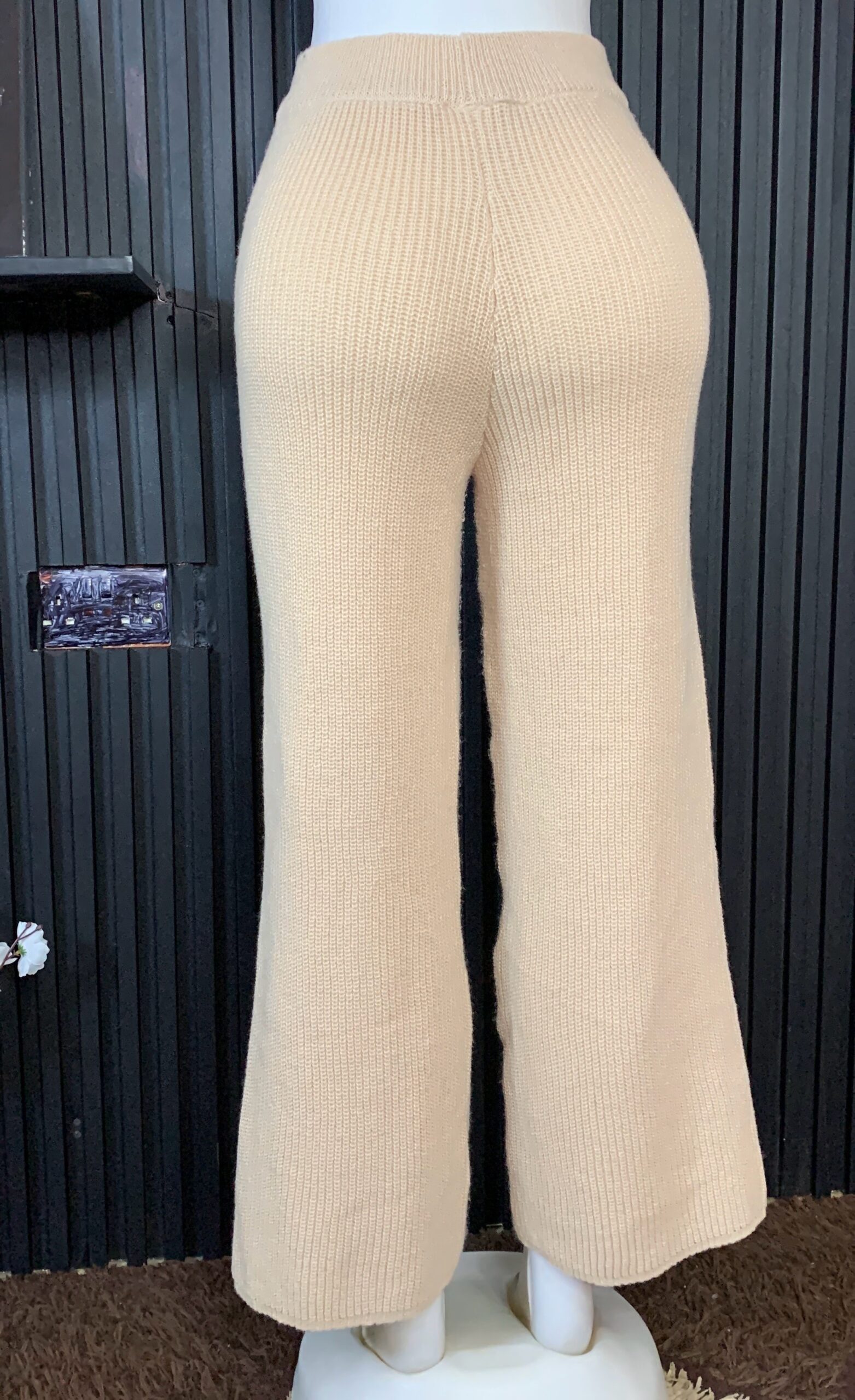 Beige Knit Wide Leg Pants 3 Beige Knit Wide Leg Pants