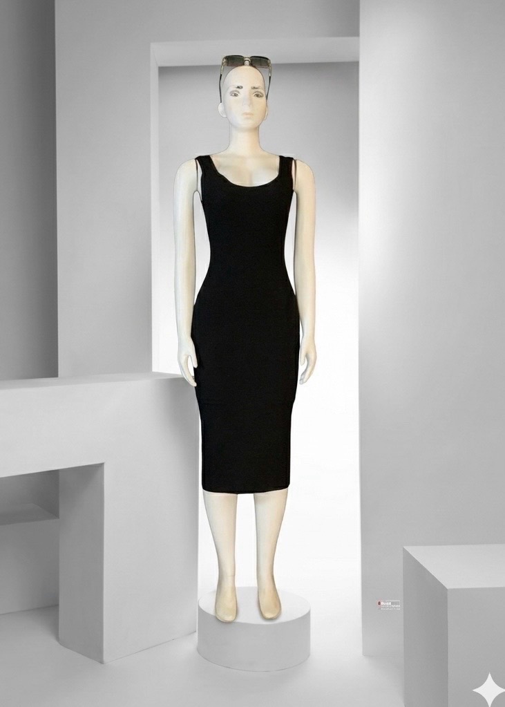 Elegant SculptFit Black Bodycon Midi Dress – Premium Women's Ribbed Figure-Hugging Gown 1 Elegant SculptFit Black Bodycon Midi Dress – Premium Women's Ribbed Figure-Hugging Gown