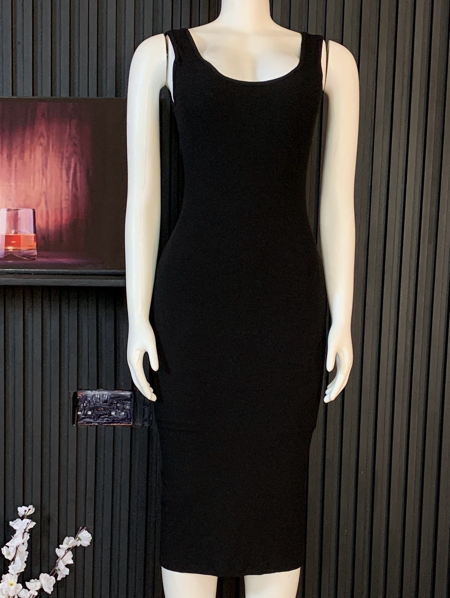 Elegant SculptFit Black Bodycon Midi Dress – Premium Women's Ribbed Figure-Hugging Gown 2 Elegant SculptFit Black Bodycon Midi Dress – Premium Women's Ribbed Figure-Hugging Gown - Image 2