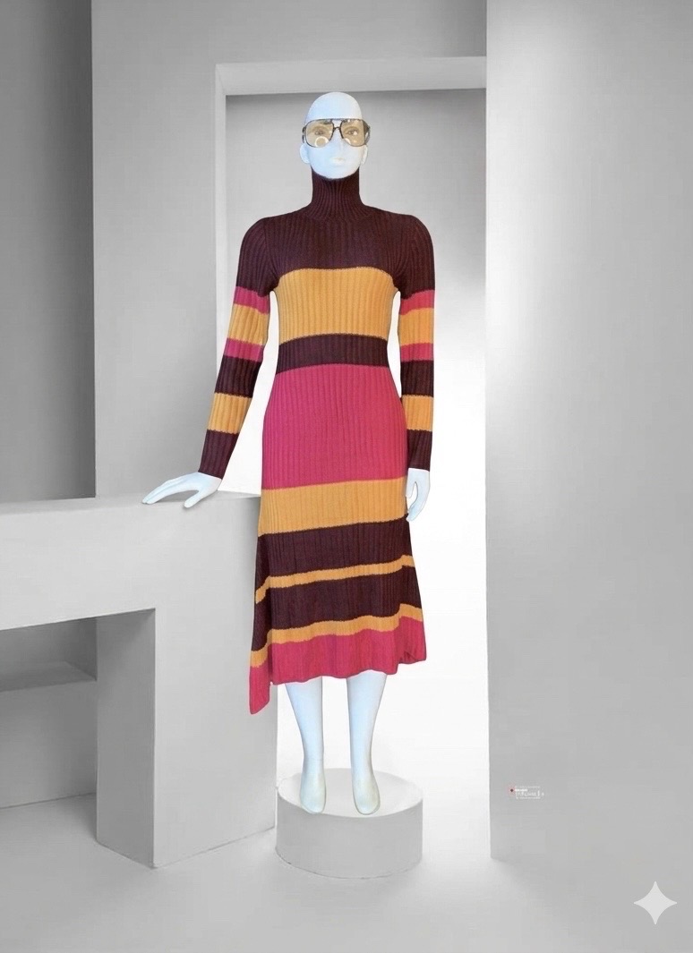 Luxury Colorblock Ribbed Sweater Dress – Premium Women's Long Sleeve Knit Midi Dress 1 Luxury Colorblock Ribbed Sweater Dress – Premium Women's Long Sleeve Knit Midi Dress