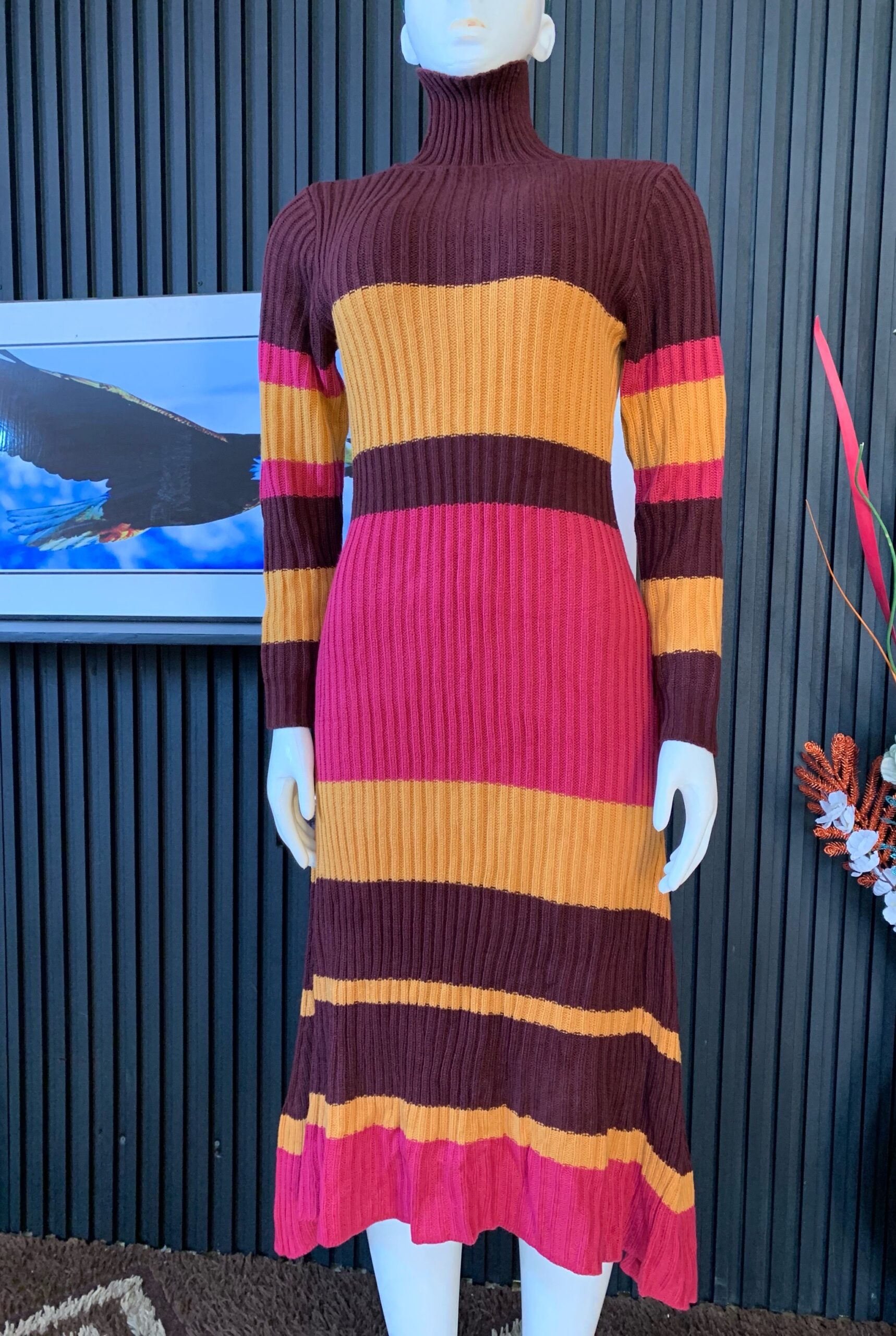 Luxury Colorblock Ribbed Sweater Dress – Premium Women's Long Sleeve Knit Midi Dress 2 Luxury Colorblock Ribbed Sweater Dress – Premium Women's Long Sleeve Knit Midi Dress - Image 2