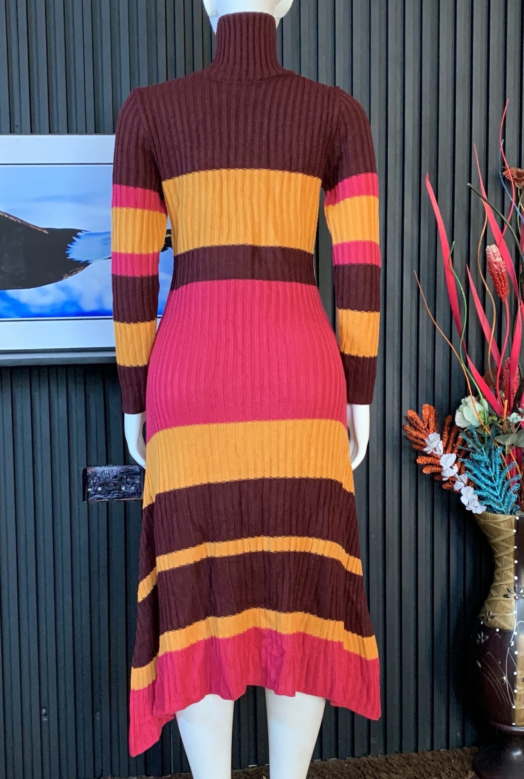 Luxury Colorblock Ribbed Sweater Dress – Premium Women's Long Sleeve Knit Midi Dress 3 Luxury Colorblock Ribbed Sweater Dress – Premium Women's Long Sleeve Knit Midi Dress - Image 3