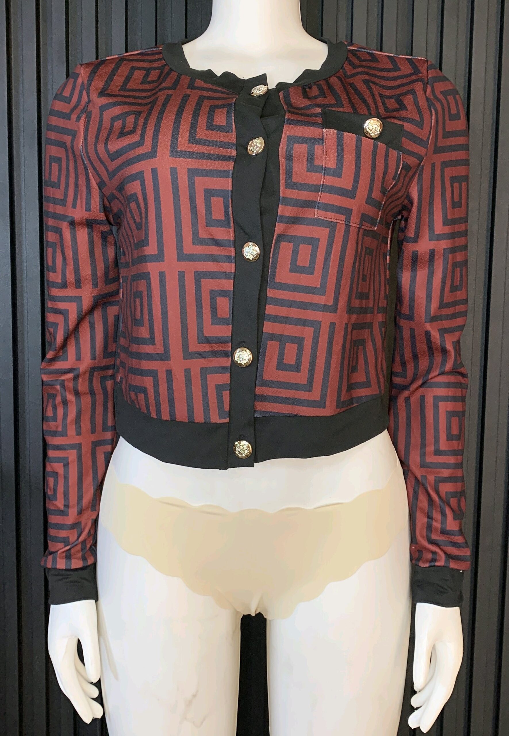 Women's Geometric Crop Jacket 4 Women's Geometric Crop Jacket - Image 4