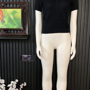 Ribbed Asymmetric Short Sleeve Top