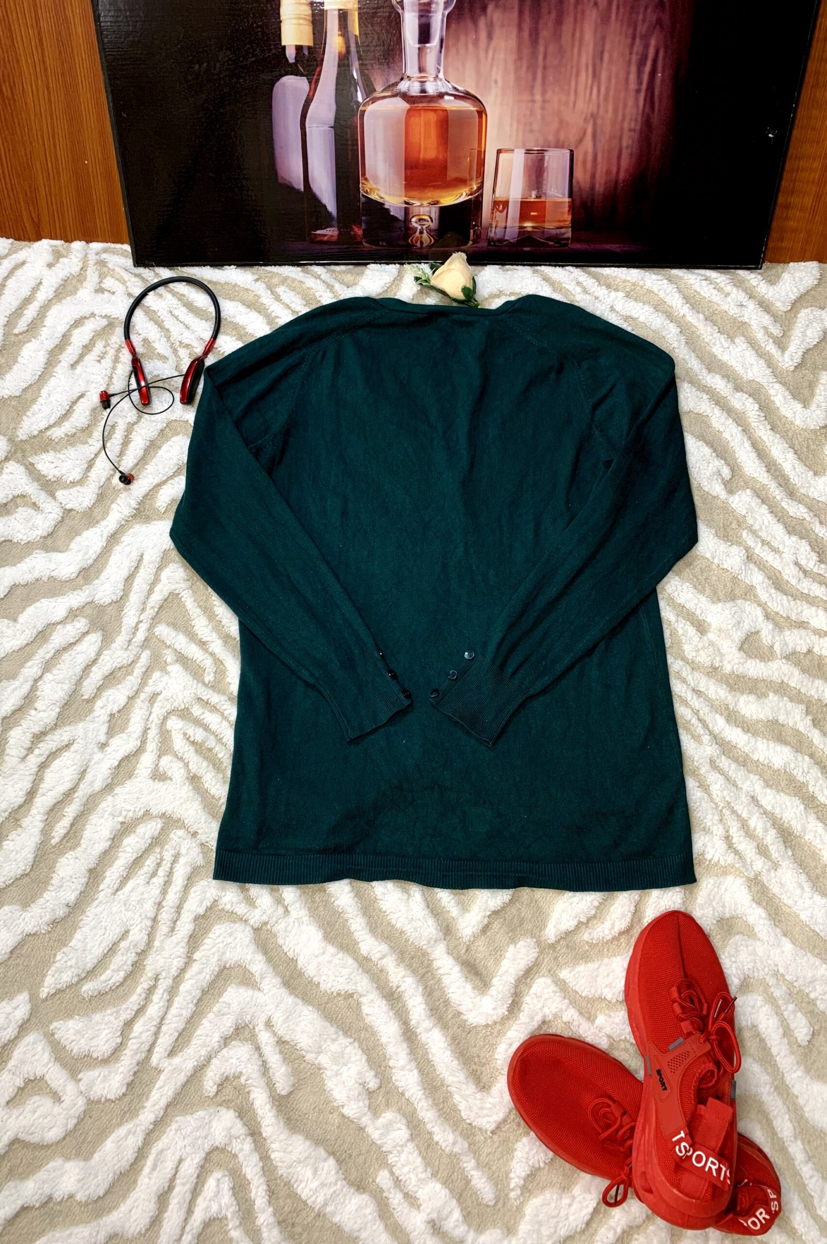Teal Knit Cardigan 2 Teal Knit Cardigan - Image 2