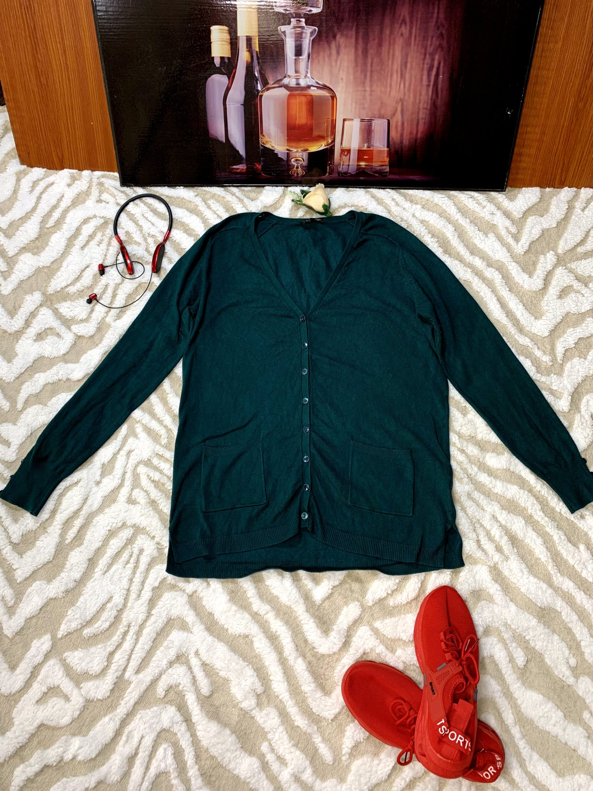 Teal Knit Cardigan 3 Teal Knit Cardigan - Image 3
