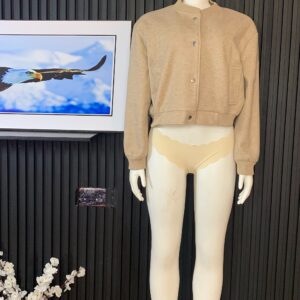 Home 14 Beige Cropped Bomber Jacket