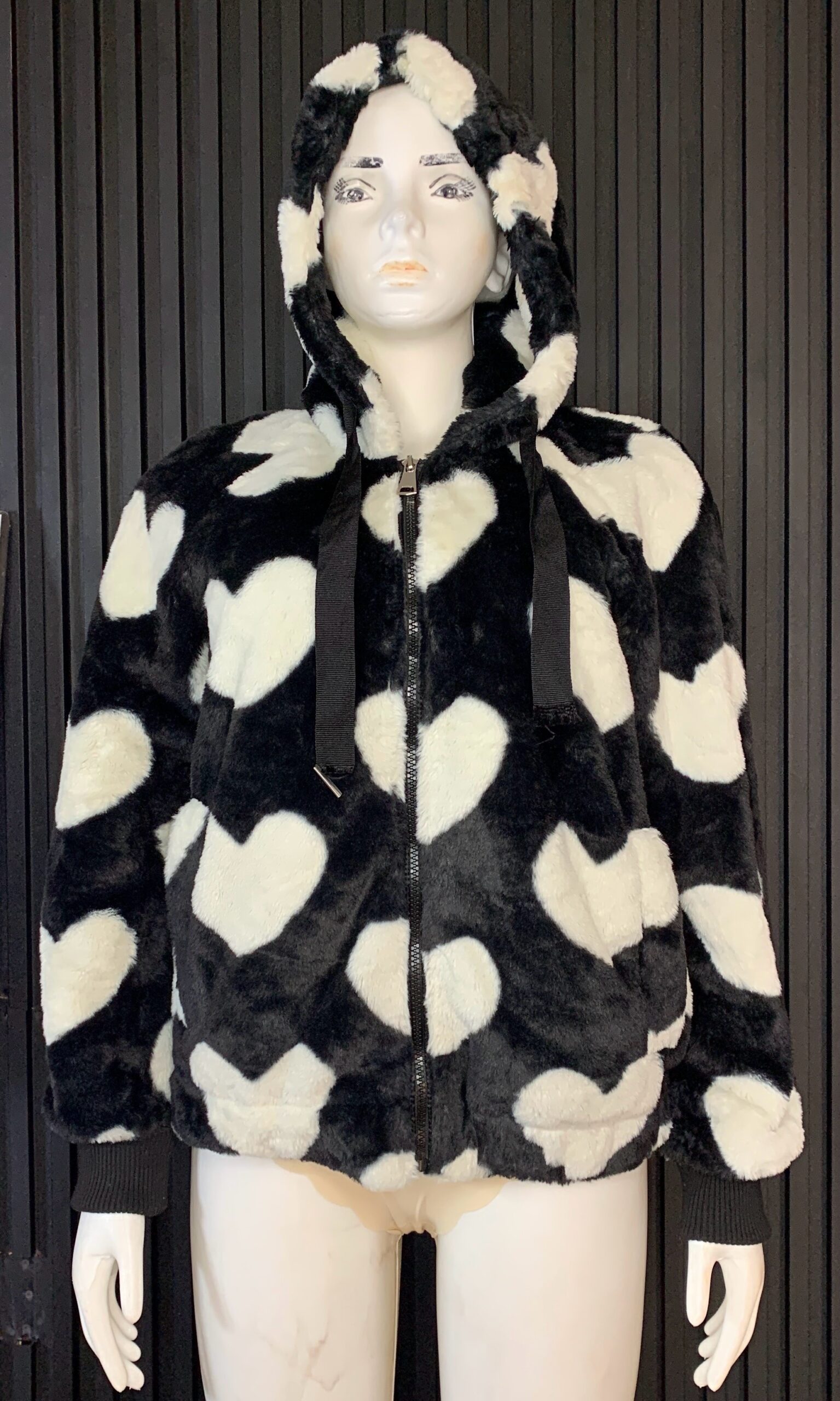 Faux Fur Heart Jacket– Hooded 2 Faux Fur Heart Jacket– Hooded - Image 2