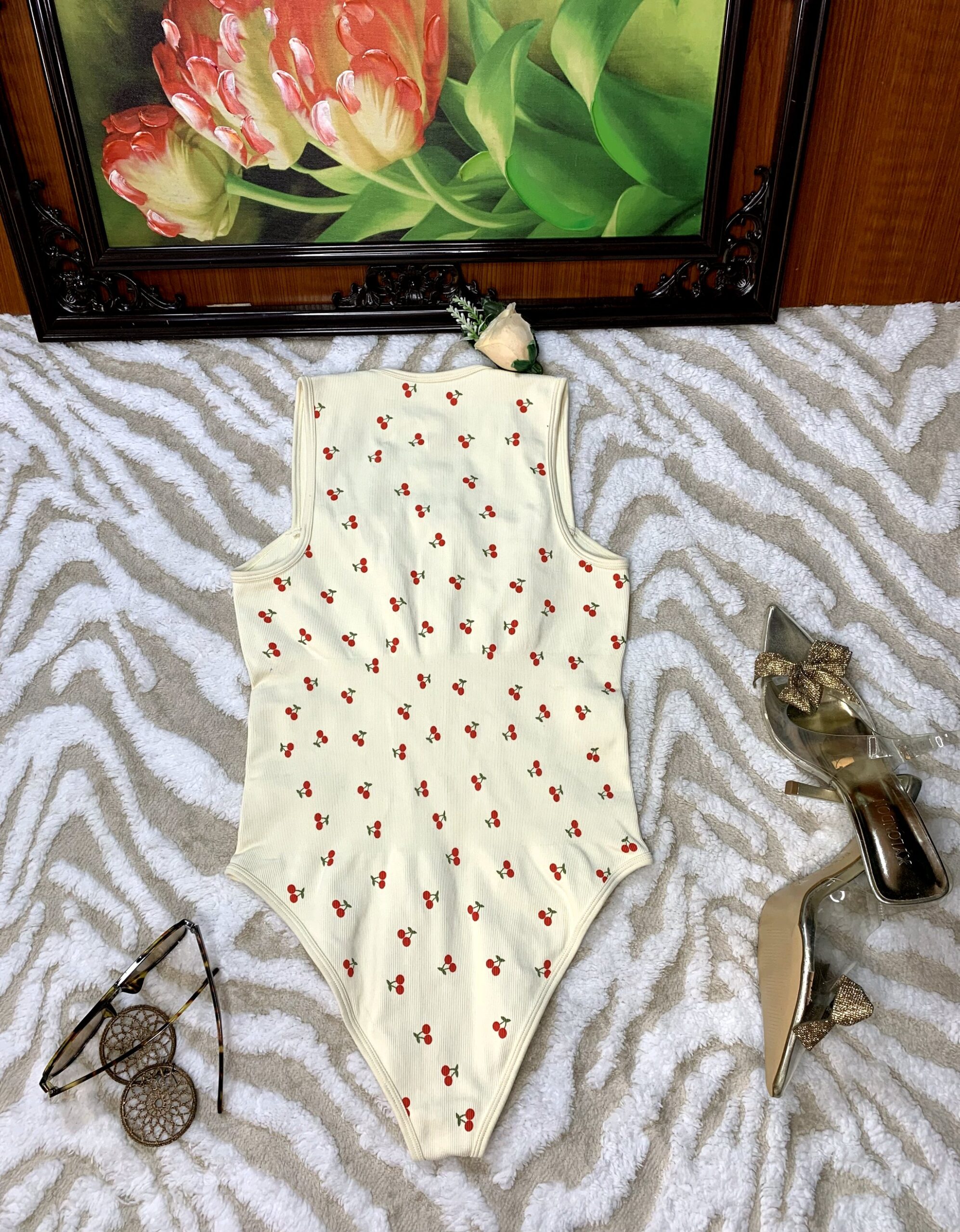 Cherry Print Women’s Bodysuit 4 Cherry Print