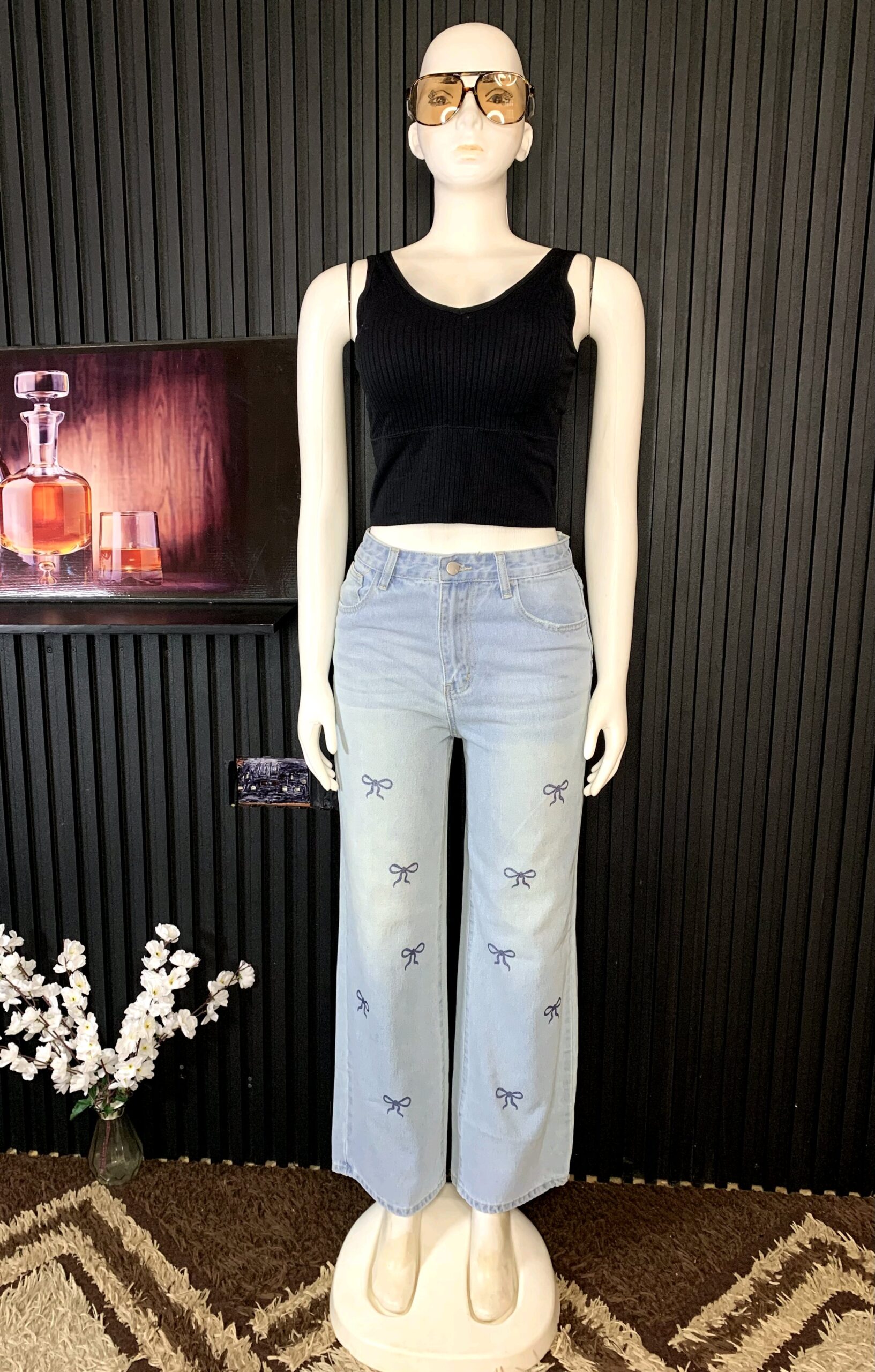 Bow Embroider Wide Leg Jean 1 Bow Embroider Wide Leg Jean